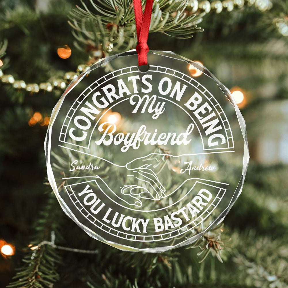 Couple Congrats On Being My Husband You Lucky Man Glass Circle Ornament HO82 894760