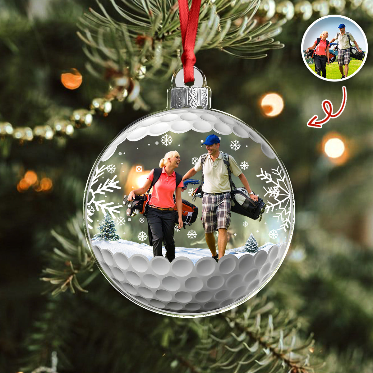 Custom Photo Golf Friends Christmas Acrylic Ornament HA75 897132