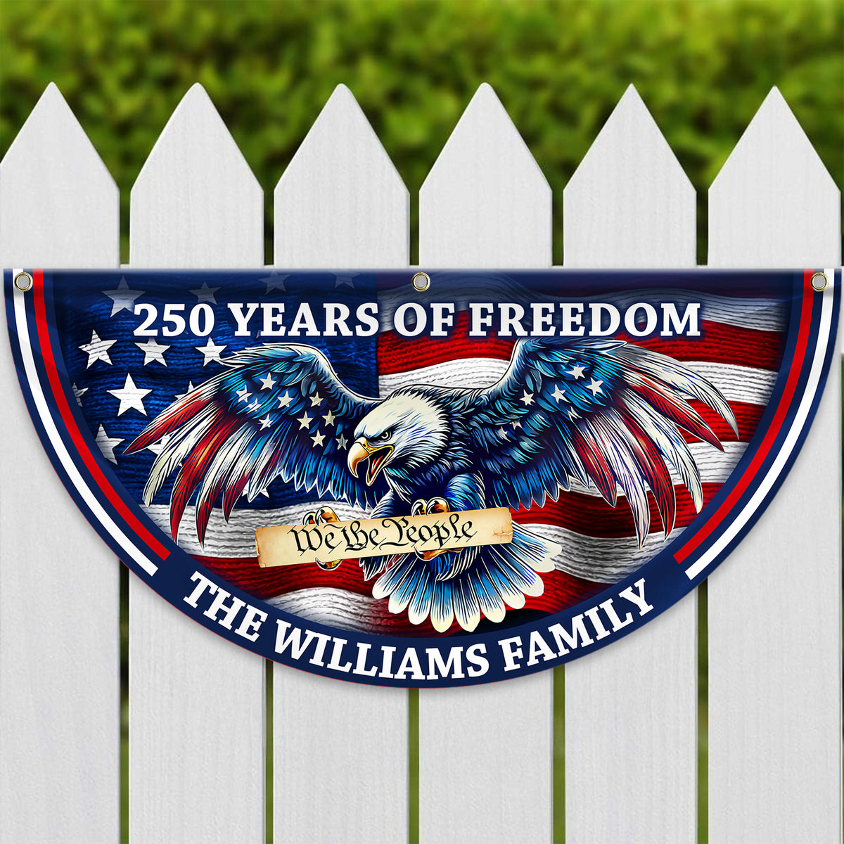 Custom Name Patriotic Eagle We The People Non-Pleated Fan Flag CH07 910562