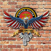 Personalized Name USA Bald Eagle with Flag Sign Independence Day Monogram Metal Sign LM32 897895