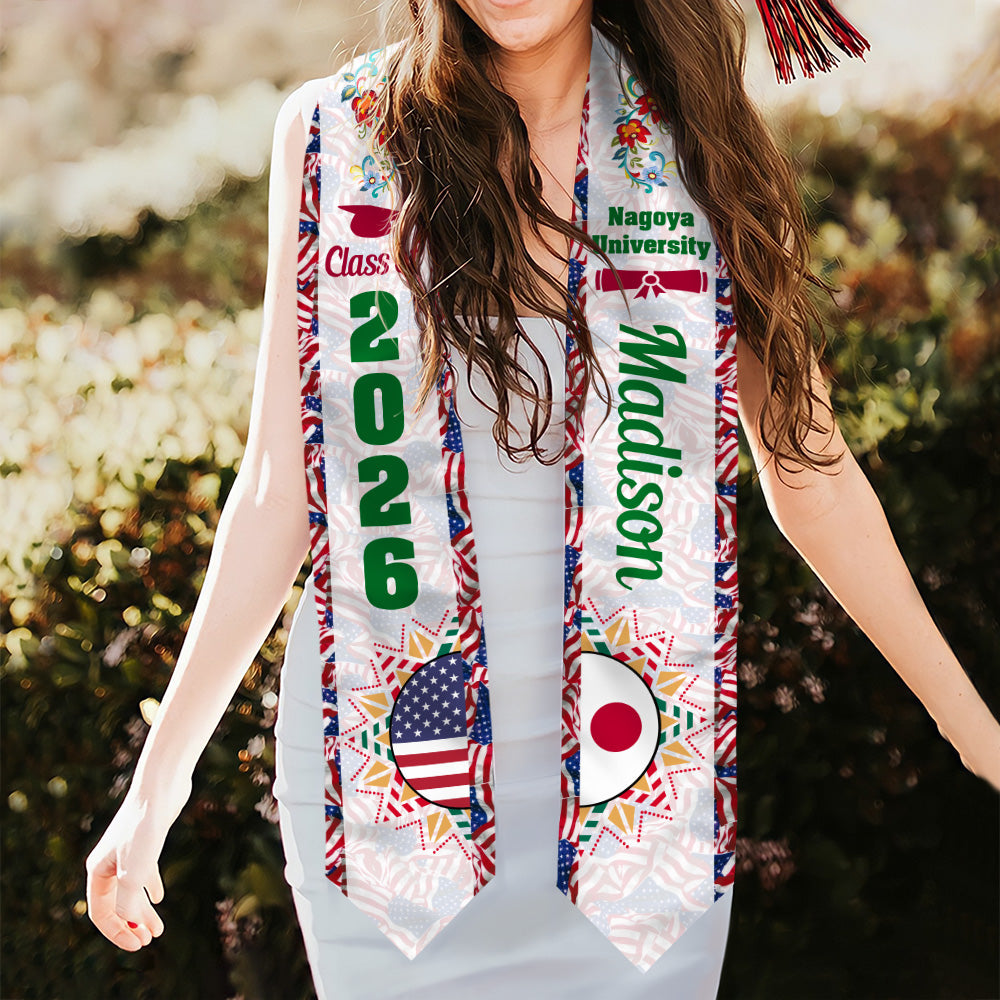 Personalized Country Flag Class of 2026 Graduation Stoles LM32 897969