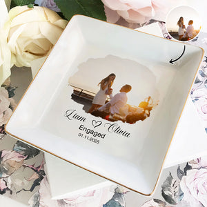 Custom Engagement Photo Jewelry Dish Gift For Married Couple CH07 899888