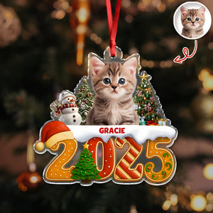 Custom Cat Christmas Cake Crew Photo - Personalized Acrylic Ornament CH07 899706