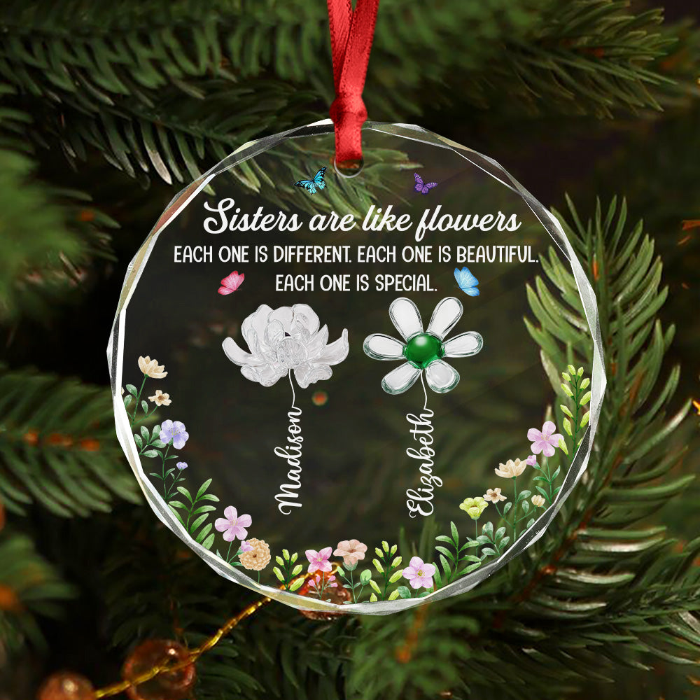 Festive Sister Love - Personalized Glass Ornament TH10 896653