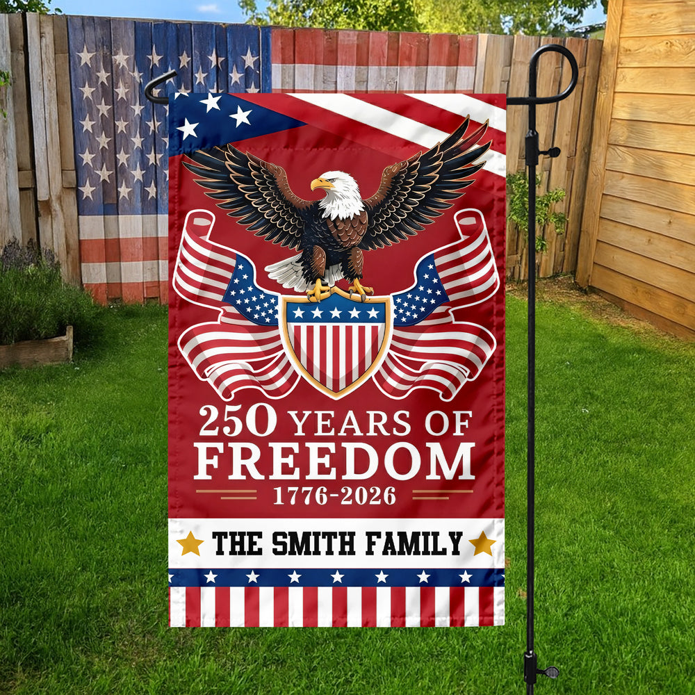 Custom Family Name USA 250 Years Of Freedom Garden Flag LM32 897963
