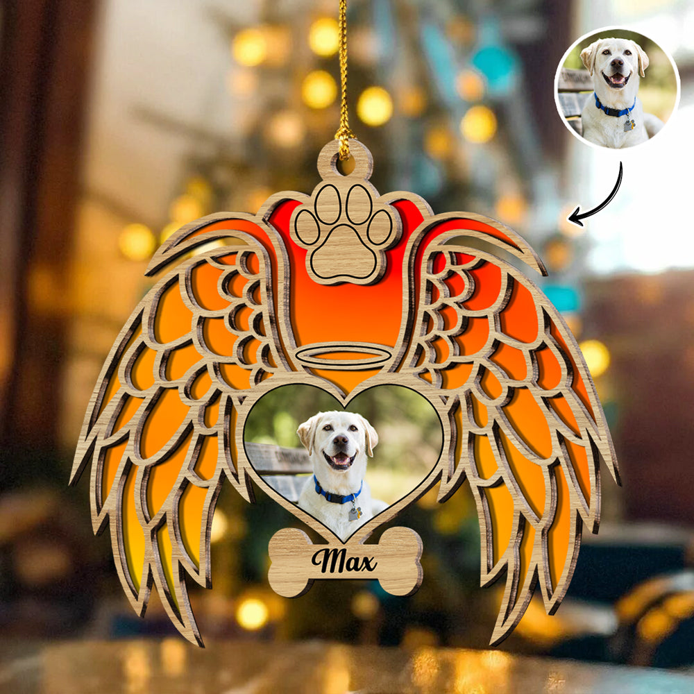 Custom Dog Photo You Were My Angel Memorial 2 Layers Wooden Ornament LM32 895875