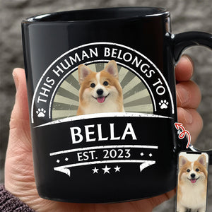 Custom Dog Photo This Human Belong To Black Mug Gift For Dog Lovers LM32 895101