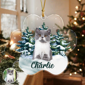 Custom Photo Cat Paw Shaped Acrylic Ornament Christmas Gift For Cat Lovers HA75 897062