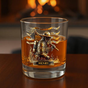 Custom Name Firefighter Personalized Print Whiskey Glass Gift For Dad, Father HA75 898062