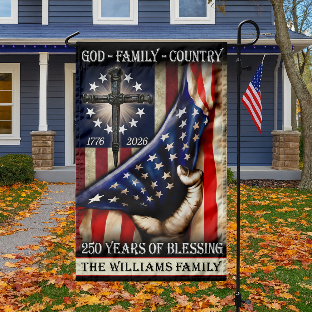 Custom Family Name God Family Country Patriot 1776-2026 Garden Flag CH07 910604