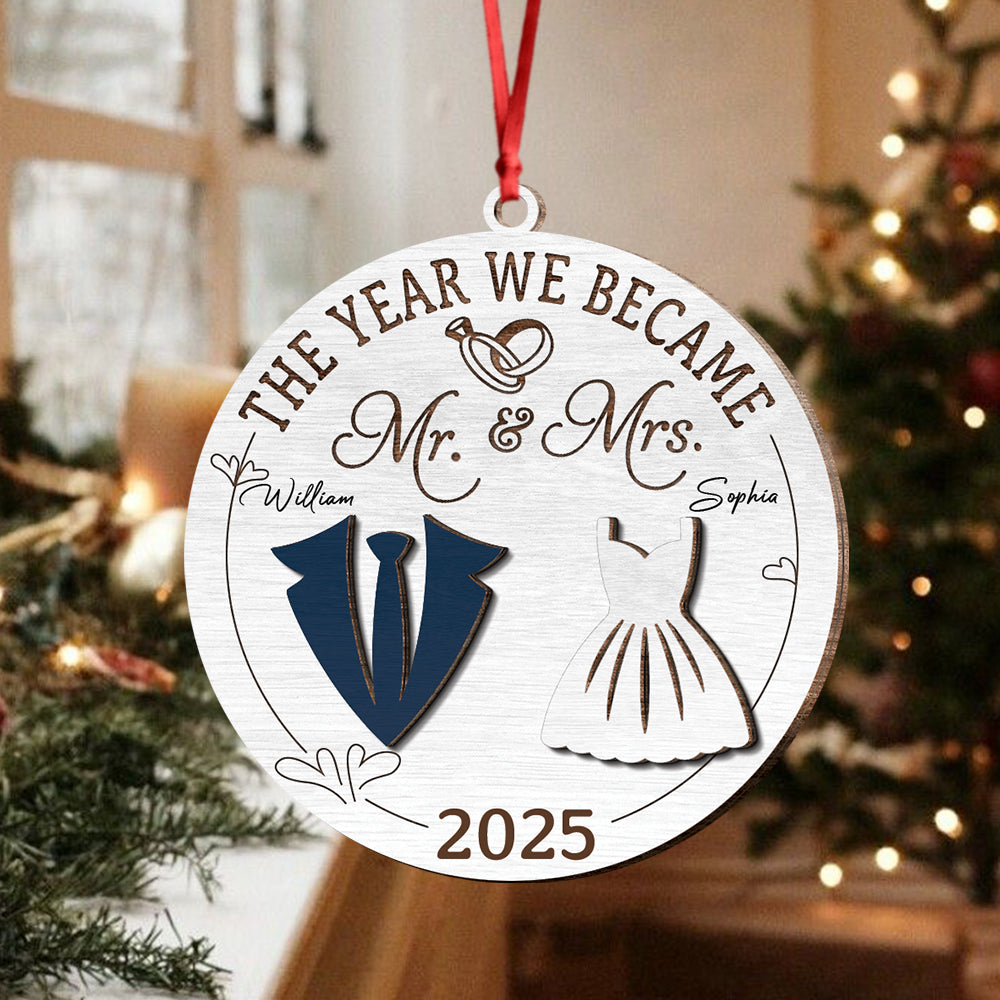 The Year We Became Mr And Mrs Layer Wooden Ornament Gift For Couples TH10 894831