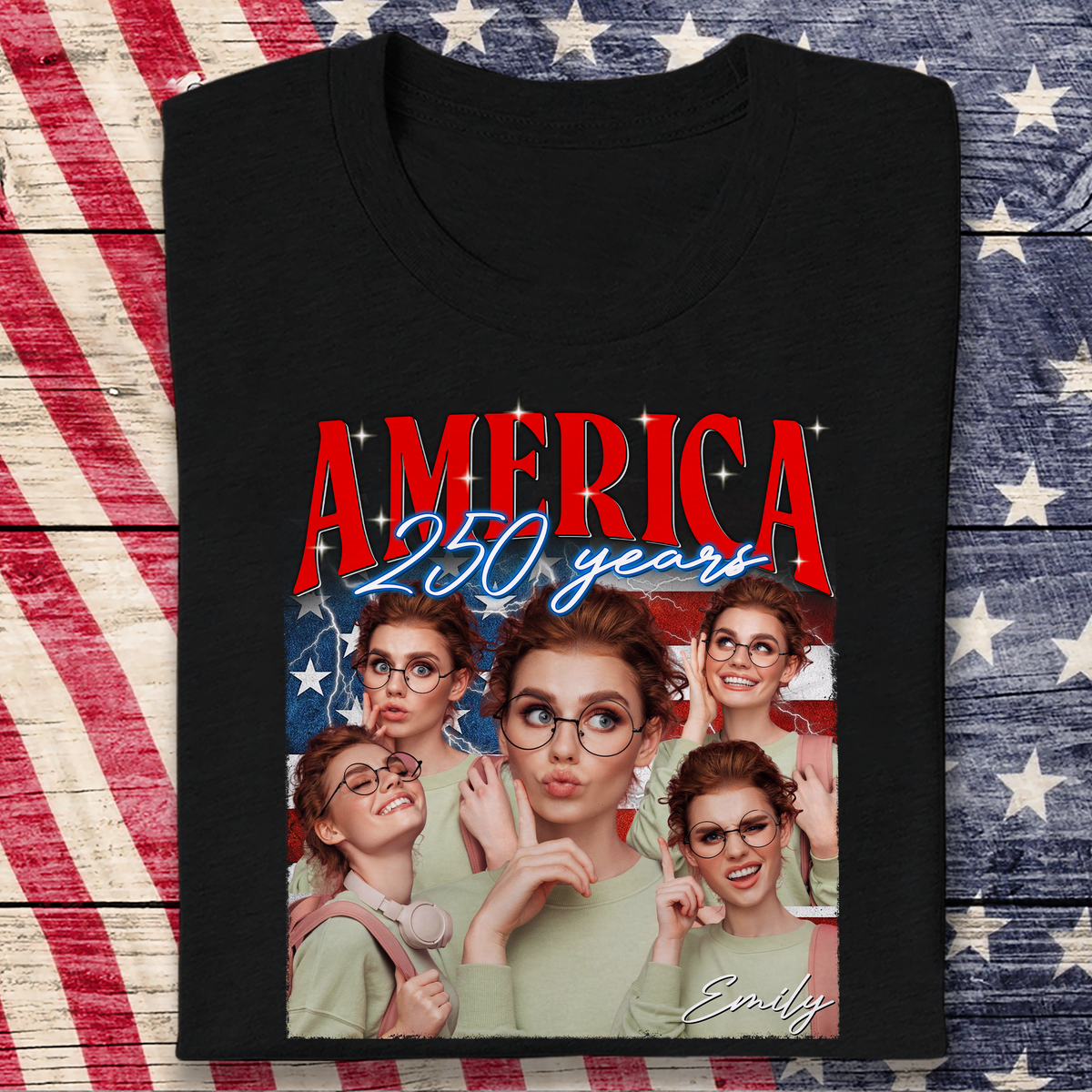 Custom Photo And Name America 250 Years Dark Shirt TH10 898543