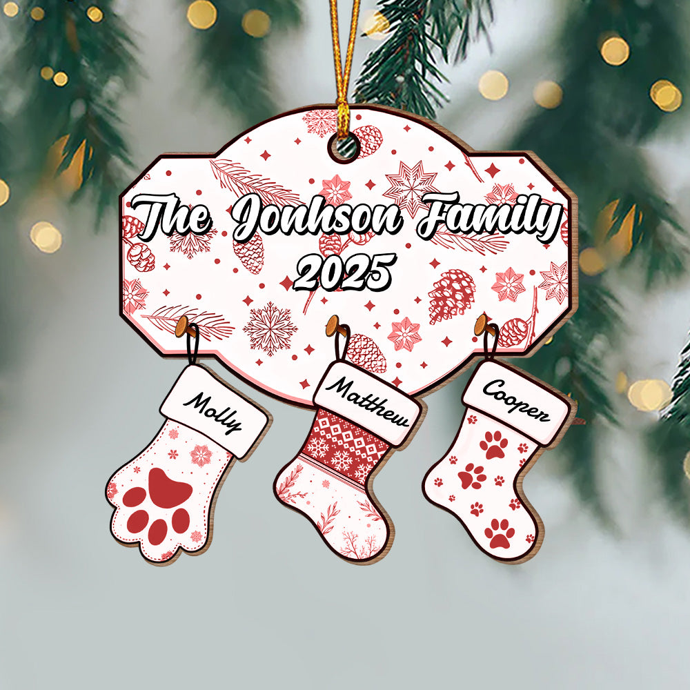 Custom Name Family With Pet - Personalized Wood Ornament LM32 895377