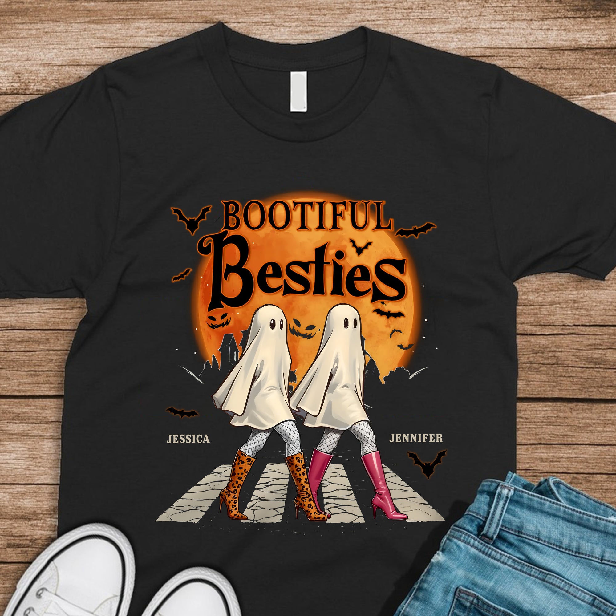 Bootiful Besties - Personalized Dark Shirt Halloween Birthday Gifts For Women, Besties, Sisters, BFF CH07 899320