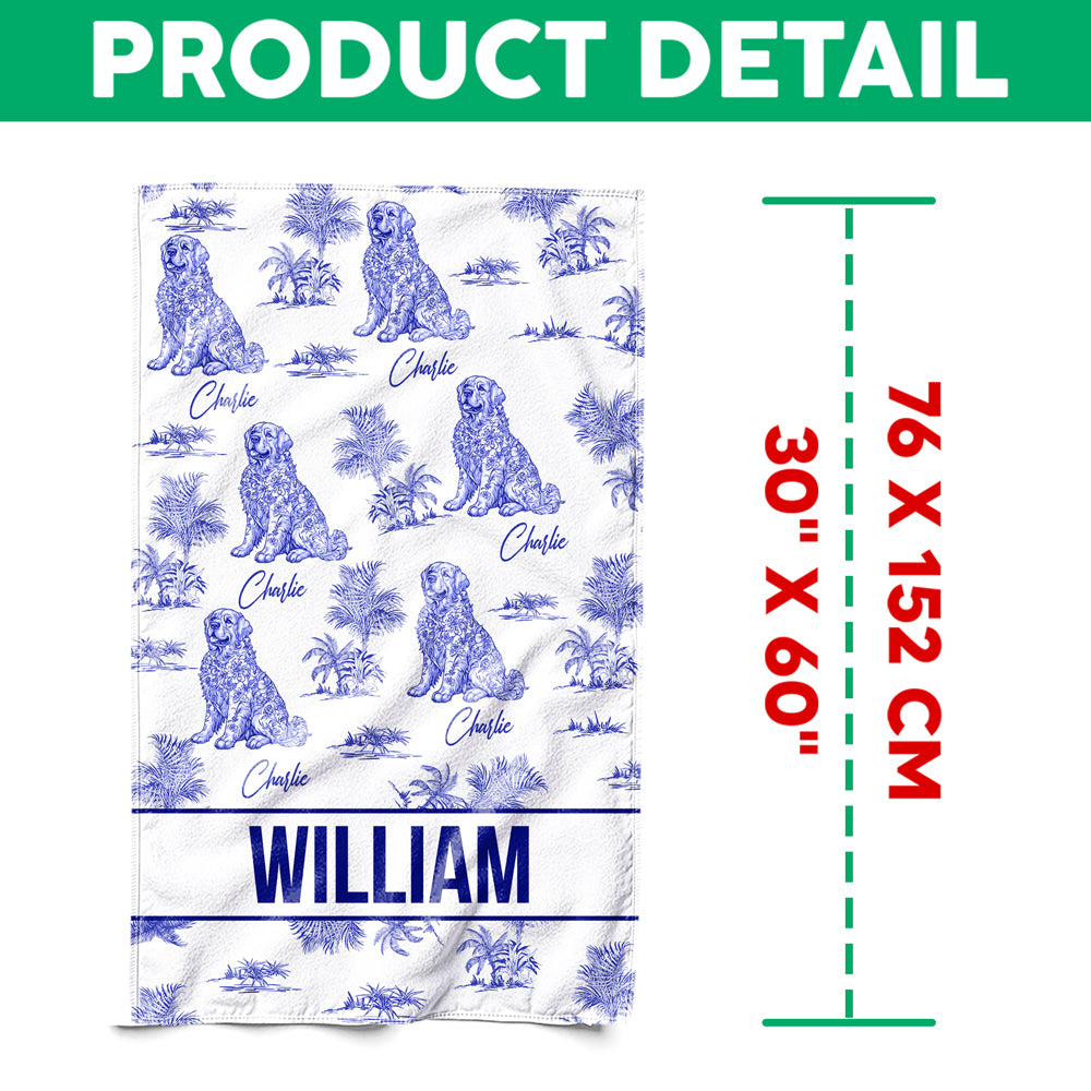 Custom Dog Breeds Chinoiserie Toile De Jouy Style Personalized Beach Towel HA75 892580