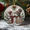 Personalized Kissing Snowman Couple Ceramic Ornament HA75 897220