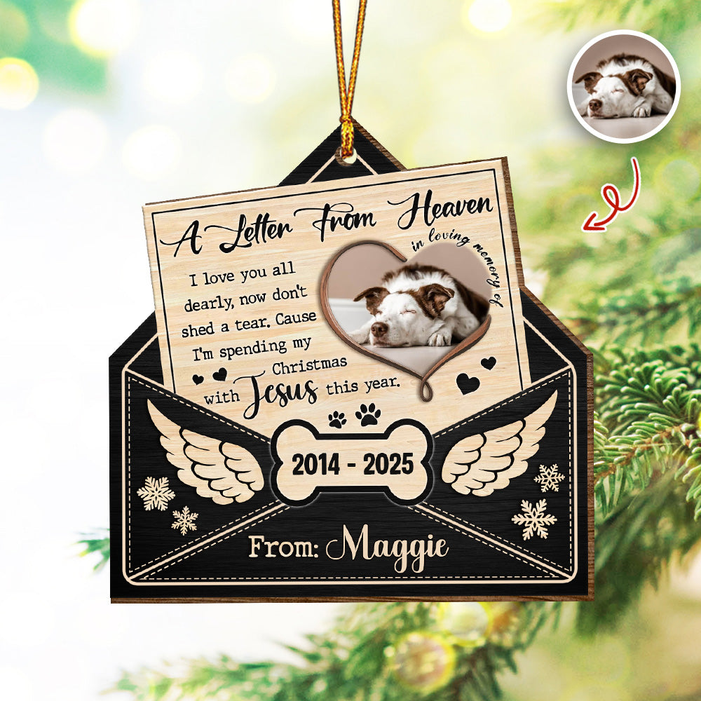 Custom Dog Photo A Letter From Heaven Sympathy Memorial Wooden Ornament LM32 895889