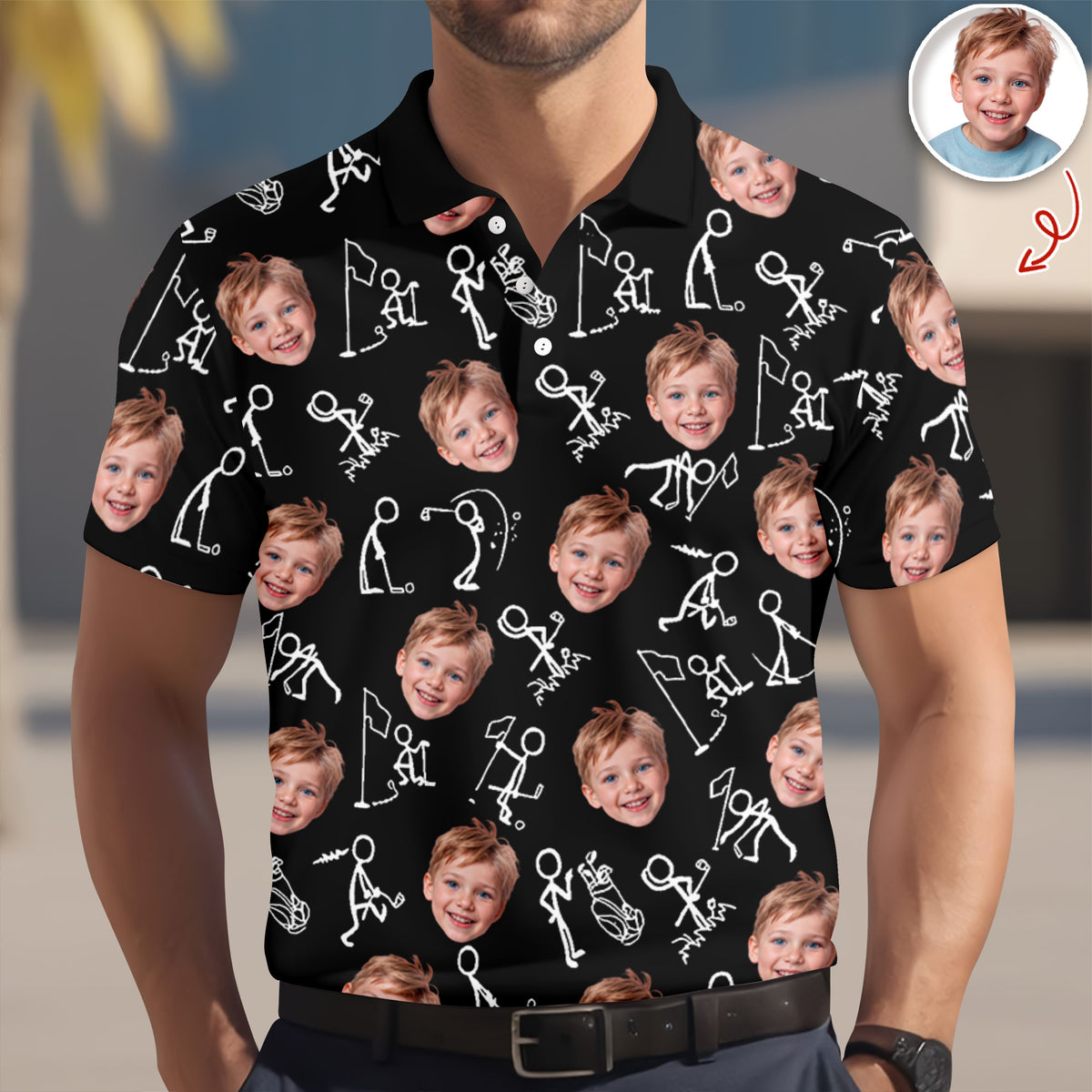 Custom Funny Face Minimalist Golf Pose Polo Shirt Gift For Golfer, Golf Lovers LM32 897617