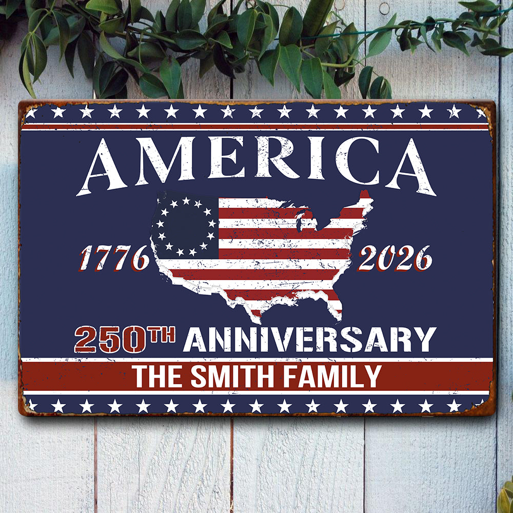 Personalized Family Name America 250th Anniversary Metal Sign TH10 898463