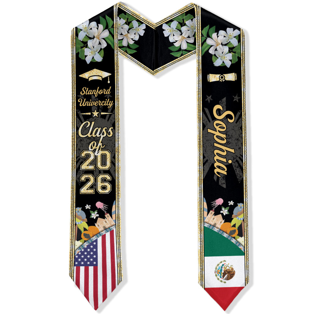 Personalized Class Of 2026 Country Flag Stoles Graduation Gift LM32 897695