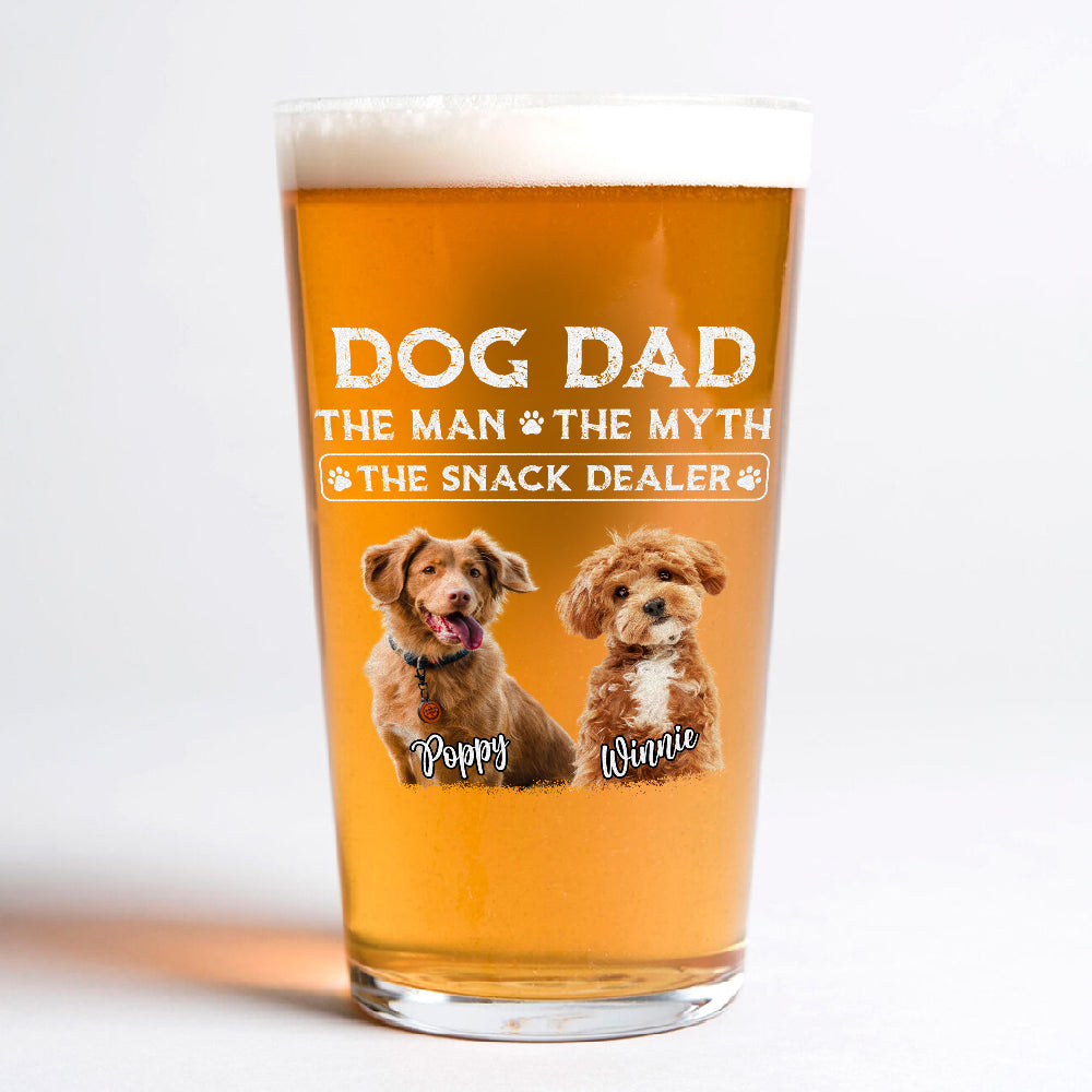 Custom Photo Dog Dad The Man The Myth The Snack Dealer Beer Glass CH07 895906