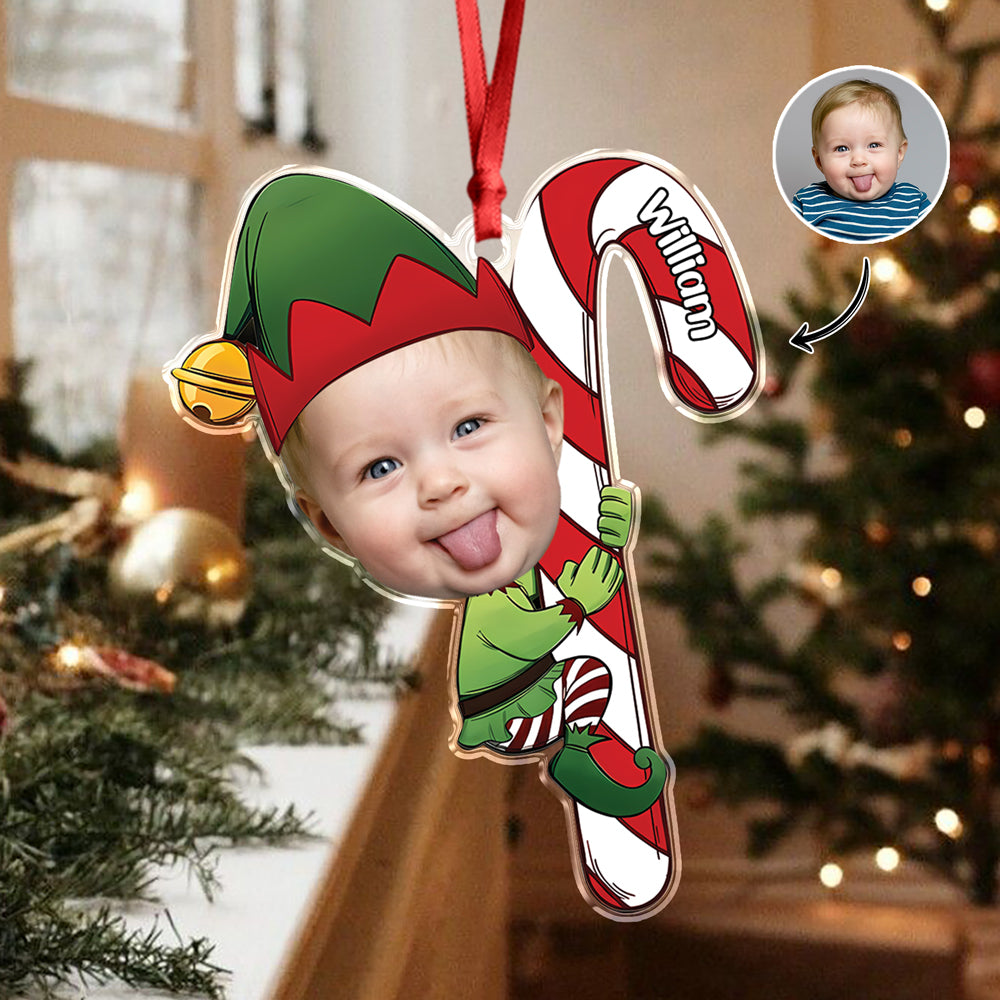 Custom Photo Baby Elf Personalized Christmas Acrylic Ornament HA75 898250