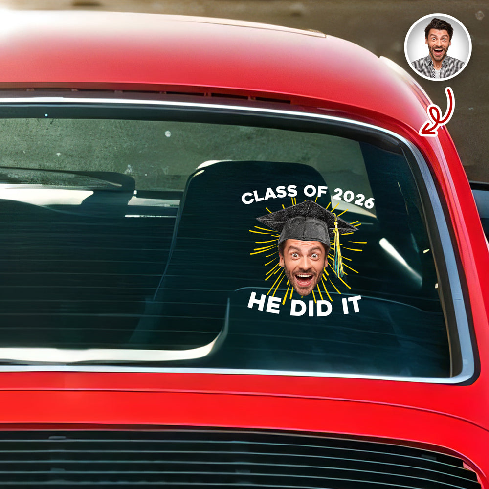 Custom Funny Face Class Of 2026 Graduation Car Window Decal Sticker HA75 920432