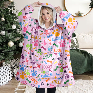 Custom Name Area Bones And Paws Hoodie Blanket HO82 900572