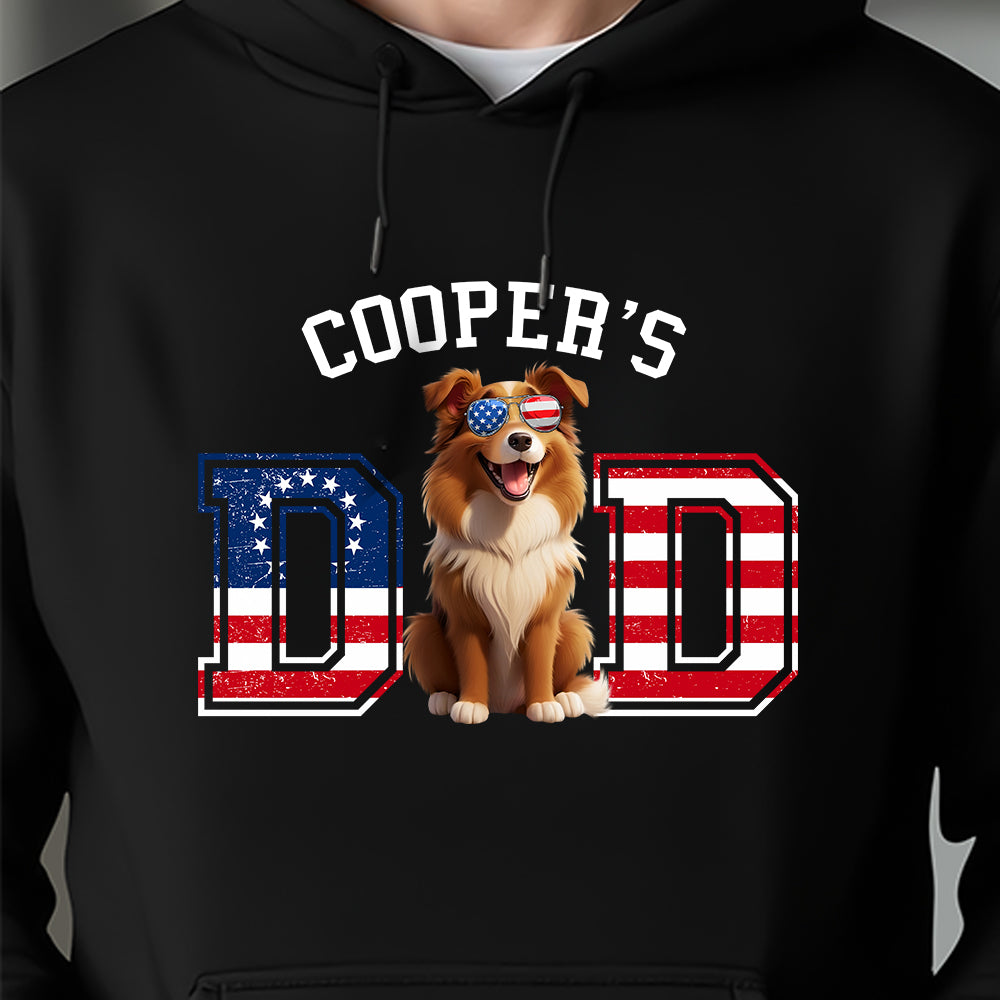 Personalized Dog Dad Ver US Flag Vintage Dark Shirt HO82 901252