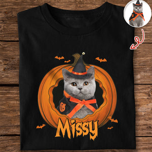 Custom Dog Cat Photo Halloween Pumpkin Dark Shirt HO82 894924