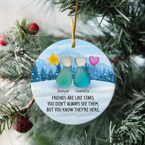 Custom Photo 2D Friendship Sea Glass Christmas Ceramic Ornament Gift For Besties HO82 900306