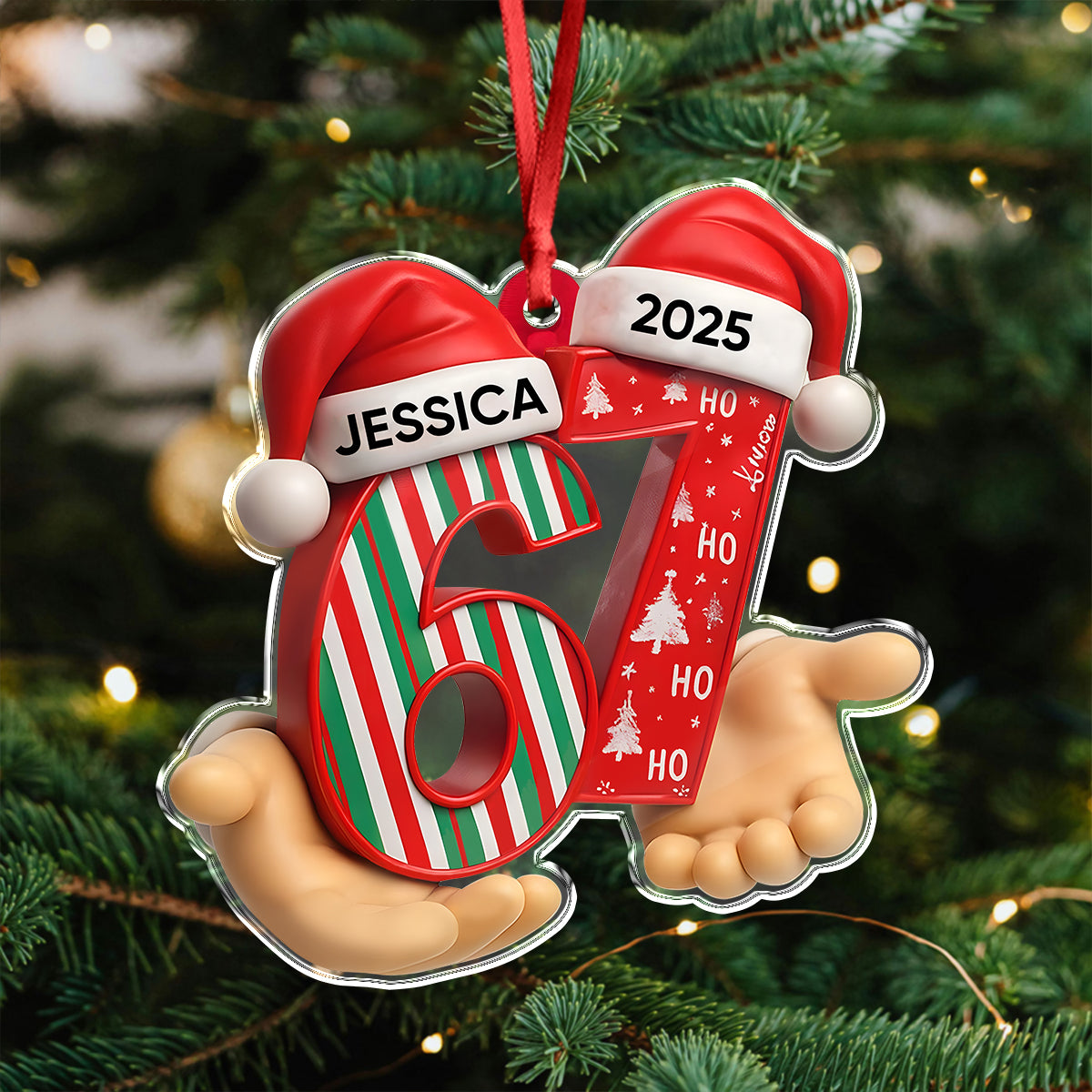Custom Name and Year 67 Acrylic Ornament Funny Six Seven Ornament Christmas Gift CH07 899158