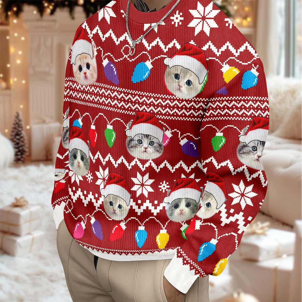Custom Photo Xmas Leds Cat Ugly Sweater HO80 900080