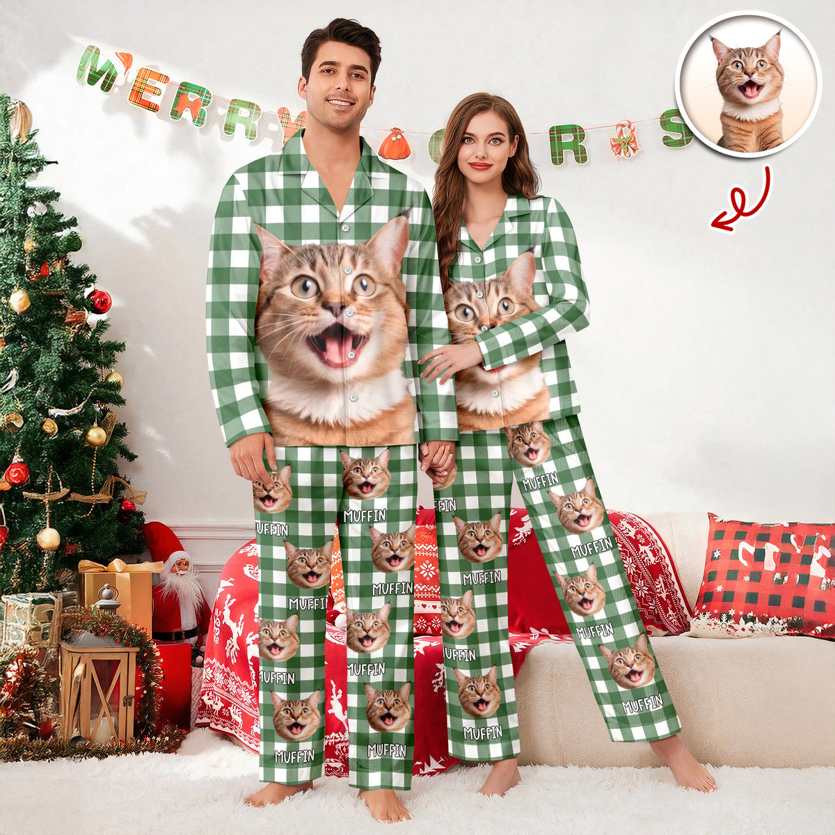 Custom Cat Photo Winter Pattern Pajamas Funny Gift For Cat Lovers CH07 896946