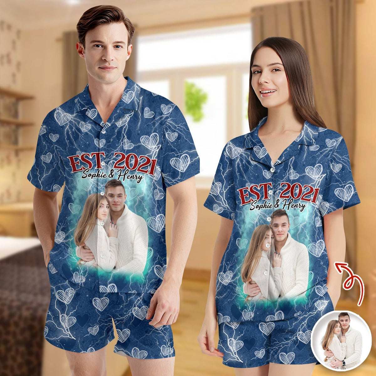 Custom Vintage Bootleg Couple Short Pajama Set Gift For Couple, For Him For Her CH07 895502