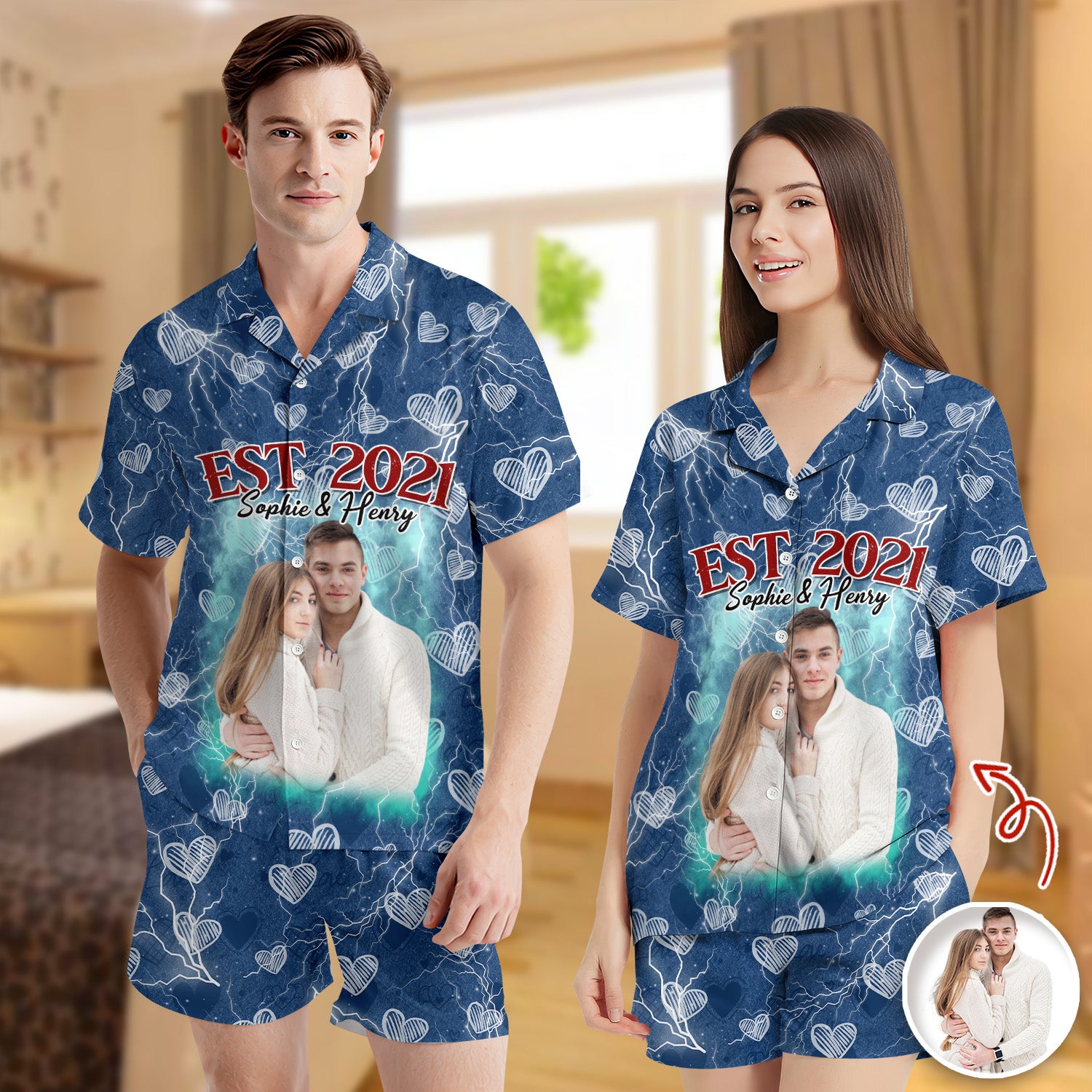 Custom Vintage Bootleg Couple Short Pajama Set Gift For Couple, For Him For Her CH07 895502