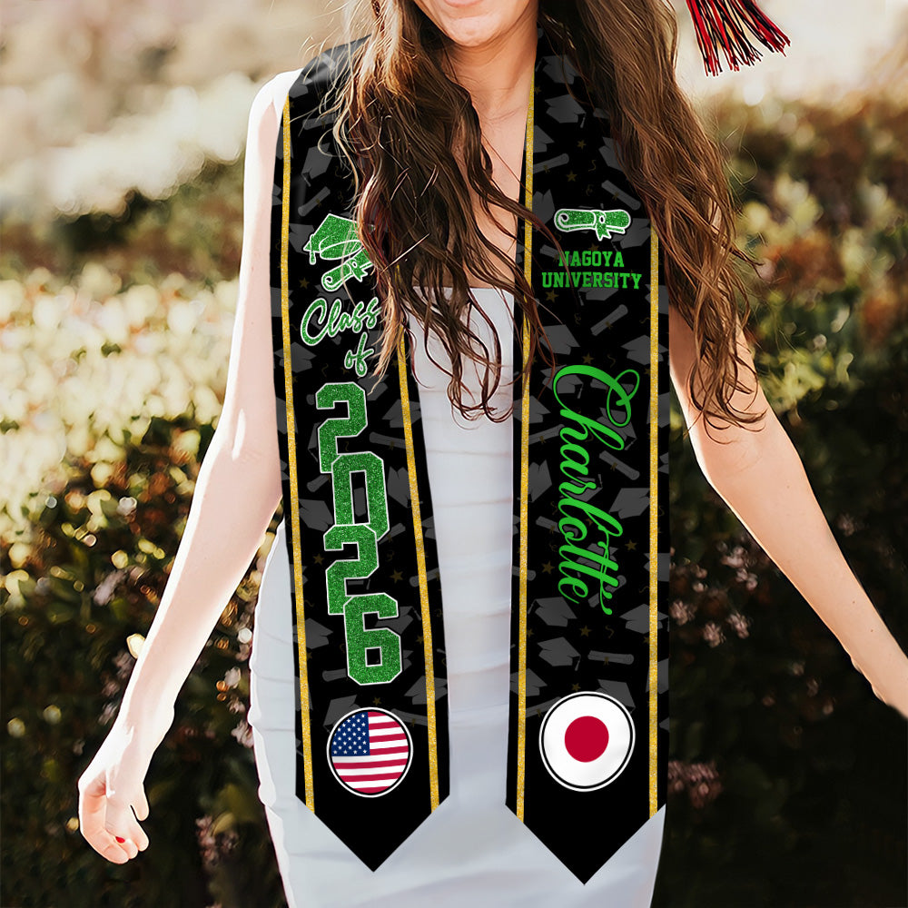 Class of 2026 Graduation Stole with Custom Name & Country Flag TH10 898309