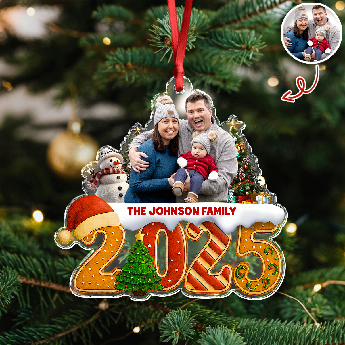 Custom Family Christmas Cake Crew Photo - Personalized Acrylic Ornament CH07 899702