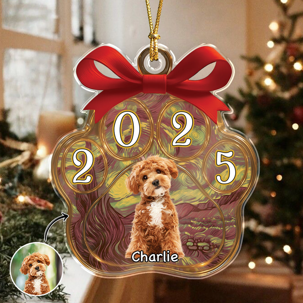 Custom Cute Dog Photo Van Gogh Christmas 2025 Acrylic Ornament LM32 895629