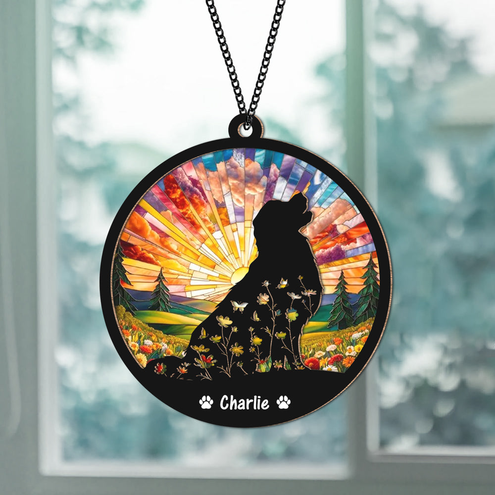 Custom Floral Dog Memorial Suncatcher Gift For Dog Lovers TH10 894307