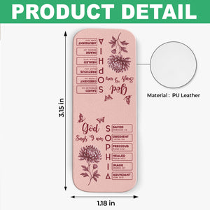 Gods Says I Am Name In Bible Toile De Jouy Style - Personalized Leather Magnetic Bookmark CH07 899538