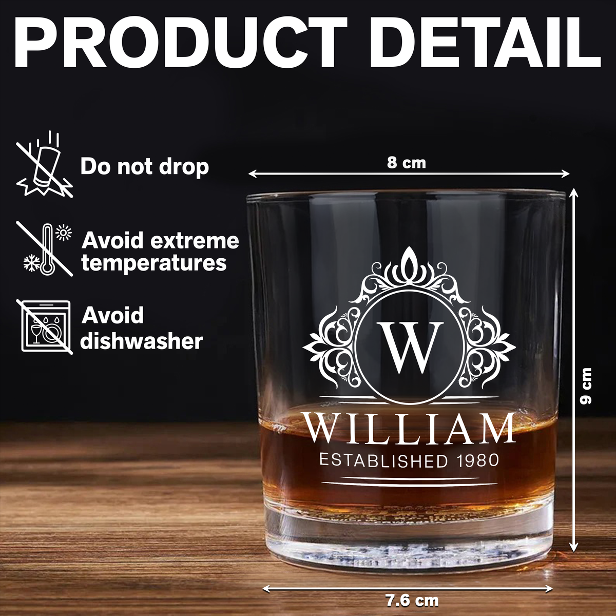 Custom Name And Established Whiskey Glass Gift For Dad TH10 894495
