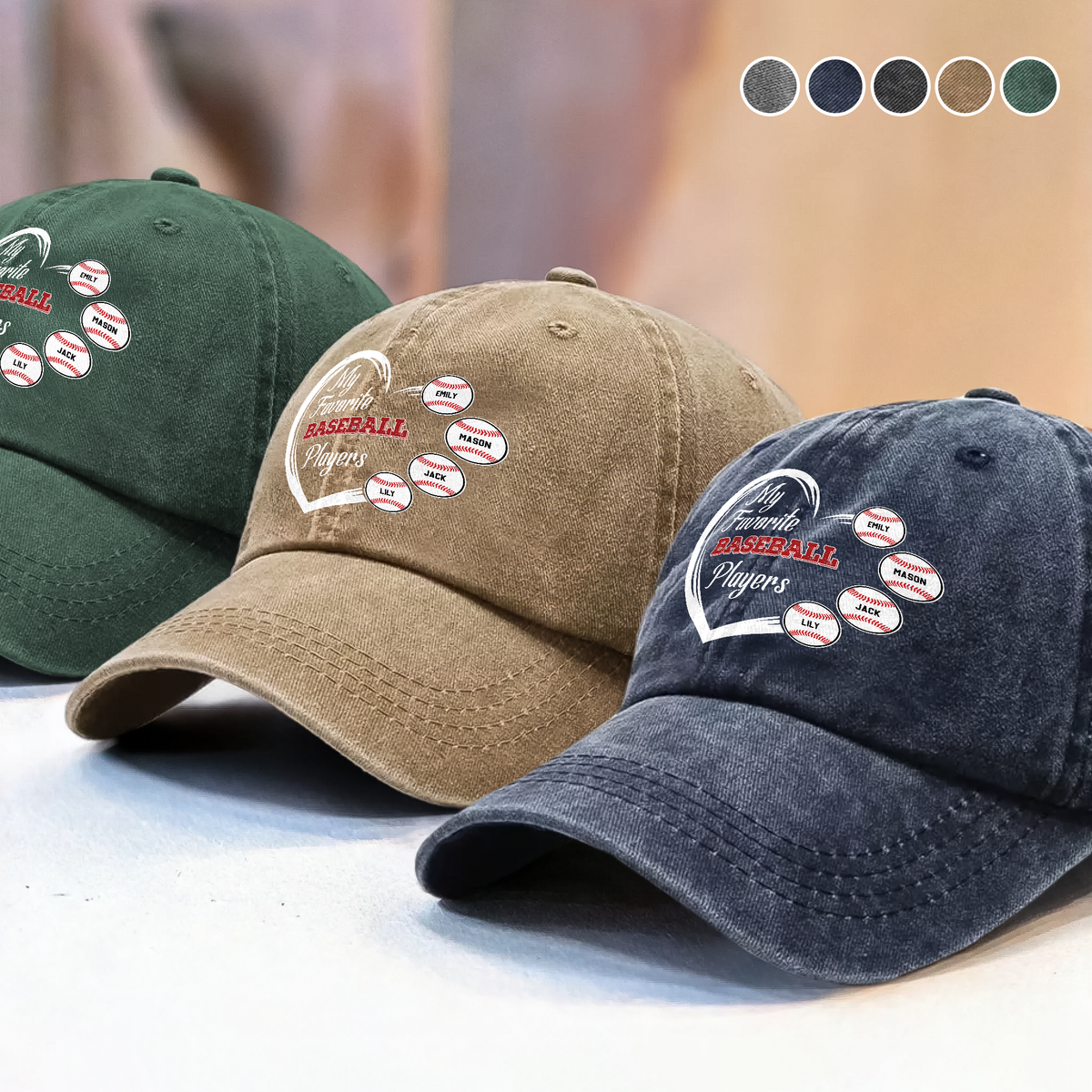 Favorite Players On My Cap - Personalized Washed Baseball Denim Cap Gift For Baseball Lovers HO82 894690