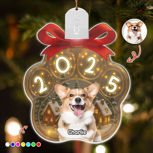 Custom Cute Dog Photo Personalized Dog Paw Christmas Led Ornament CH07 896778