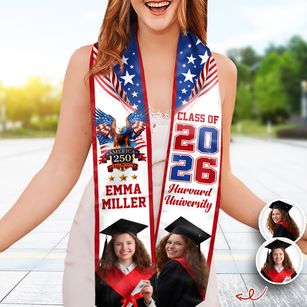 Custom Photo Class of 2026 America 250th Graduation Stole CH07 910318