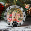 Custom Photo Round Paw Print Christmas Ceramic Ornament For Dog Lovers TH10 894821
