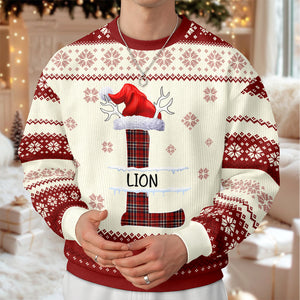 Custom Name Initial Letter Christmas Ugly Sweater Gift For Family CH07 899756
