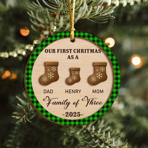 First Christmas As A Family Christmas Stockings - Personalized 2-Layered Wooden Ornament CH07 899338