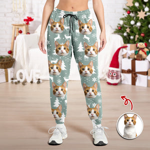 Custom Photo Cat Christmas Sweatpants, Gift For Cat Mom Cat Dad HA75 897144