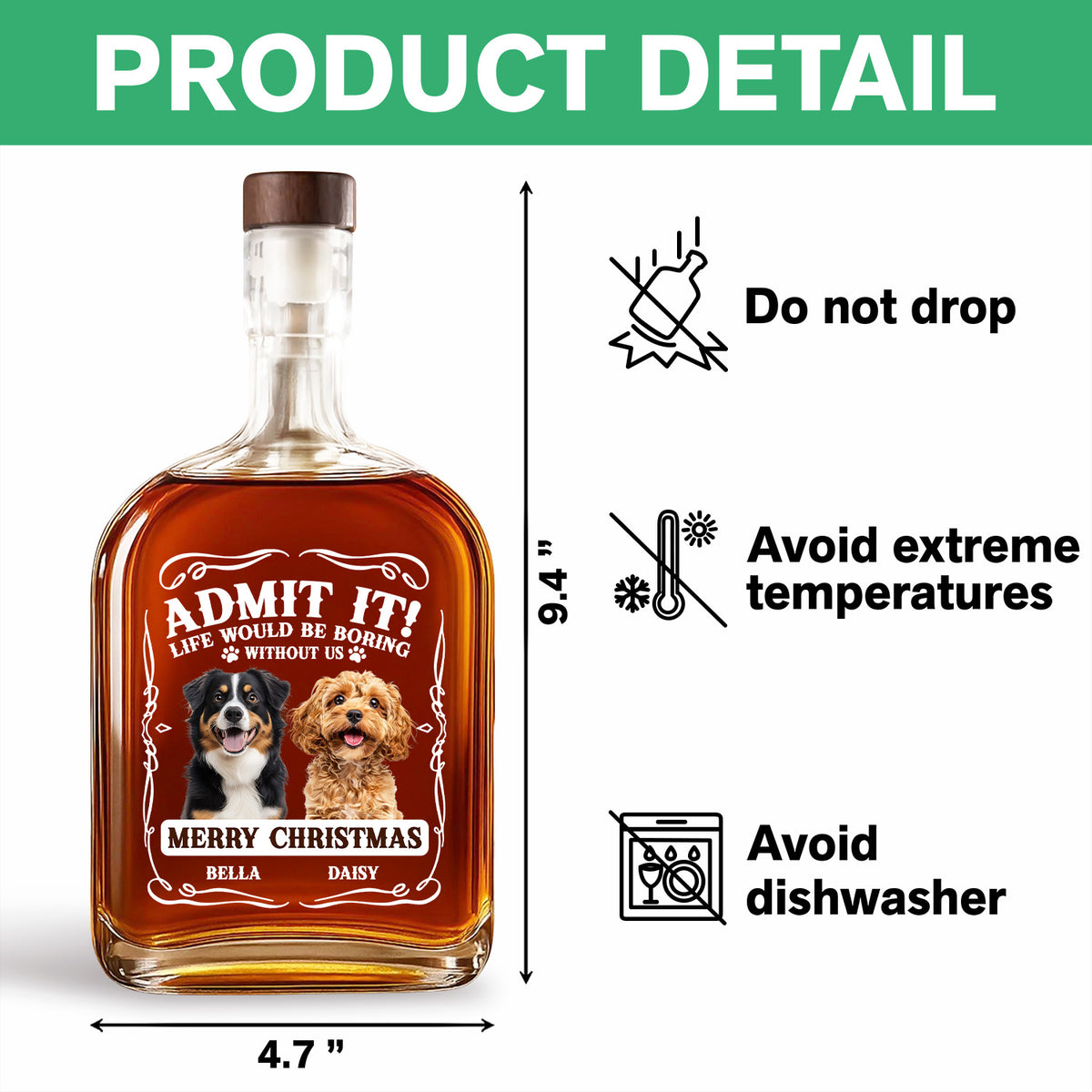 Custom Photo Admit It Life Would Be Boring Without Me Whiskey Bottle For Dog Lover TH10 896649